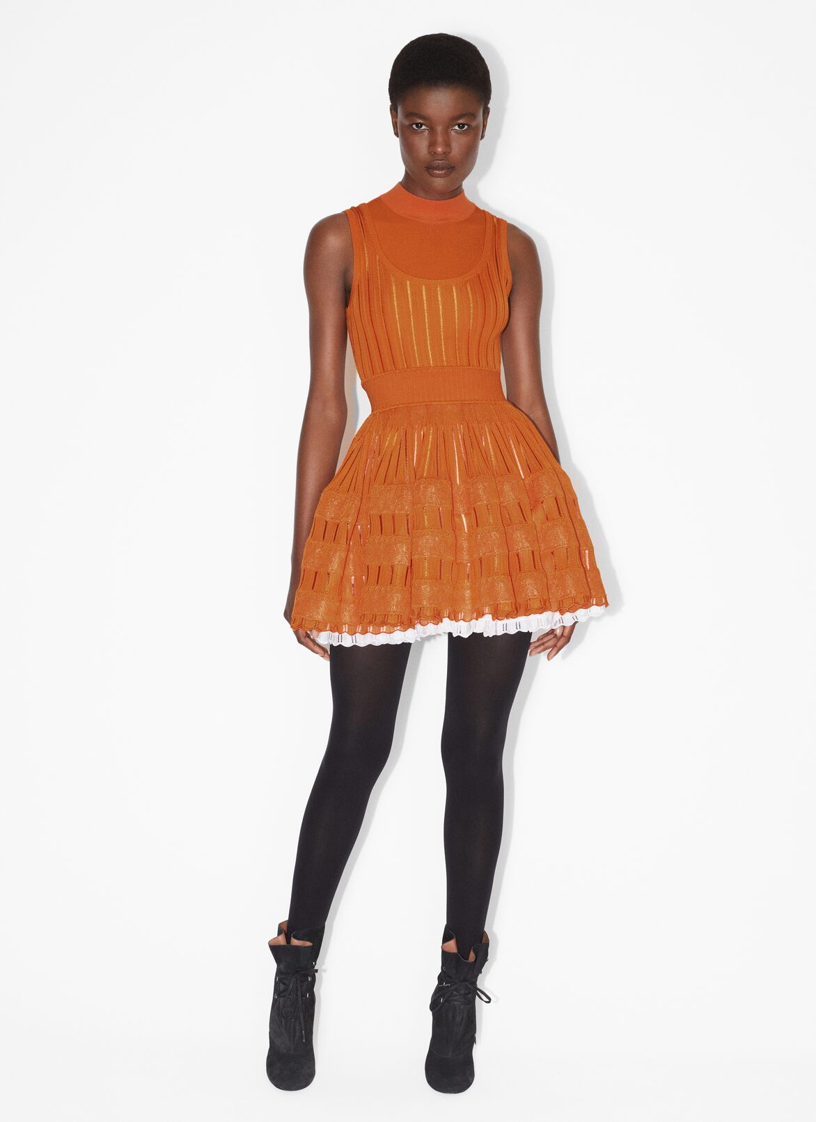 Shiny crinoline dress ALAÏA ORANGE SHINY CRINOLINE DRESS